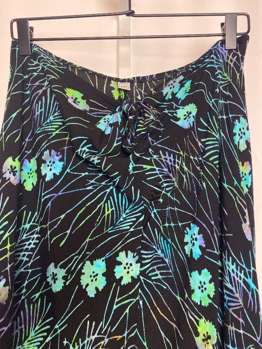 Indie Vibrant  Black | Blue Strapless Split Front Floral Midi Summer Dress S/M - Picture 2 of 7